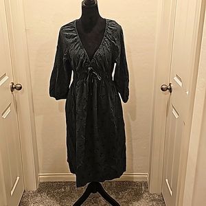 Women's Tie-Front Puff 3/4 Sleeve Midi Dress - Universal Thread